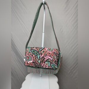 NWT Pink and Mint Beaded Shoulder Bag